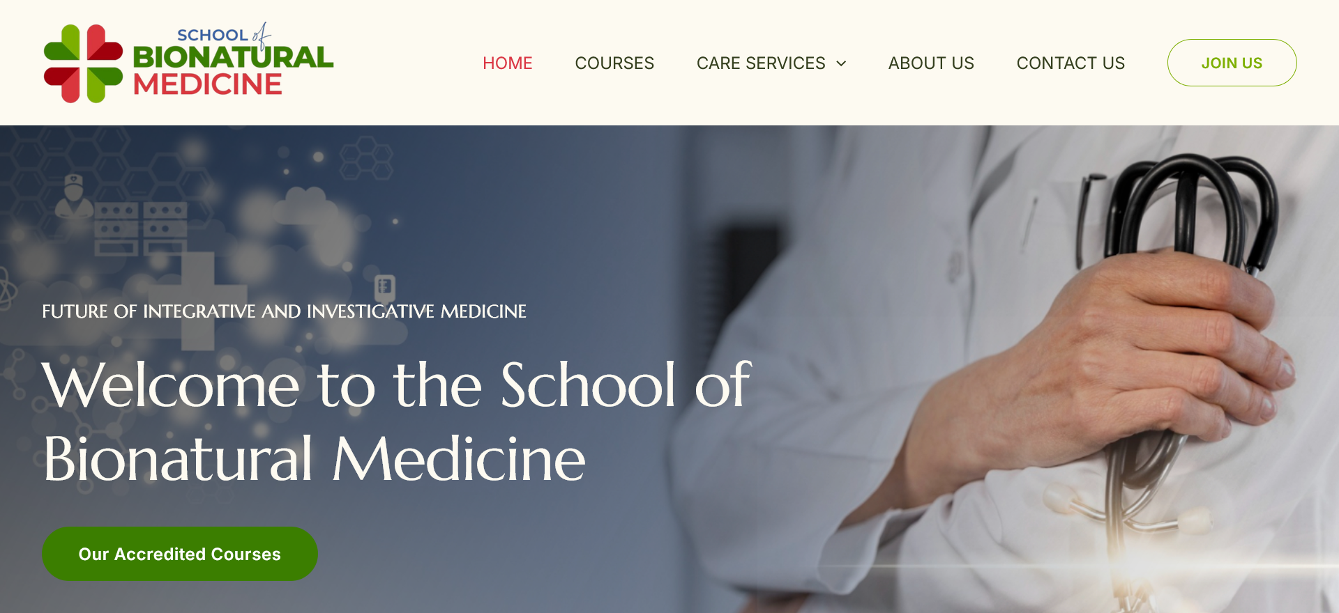 School of Bionatural Medicine website home page
